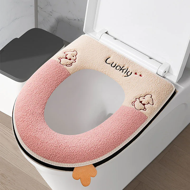 1Pc Zipper Toilet Seat Cushion copriwater universale impermeabile per uso domestico adesivo per wc spesso per tutte le stagioni