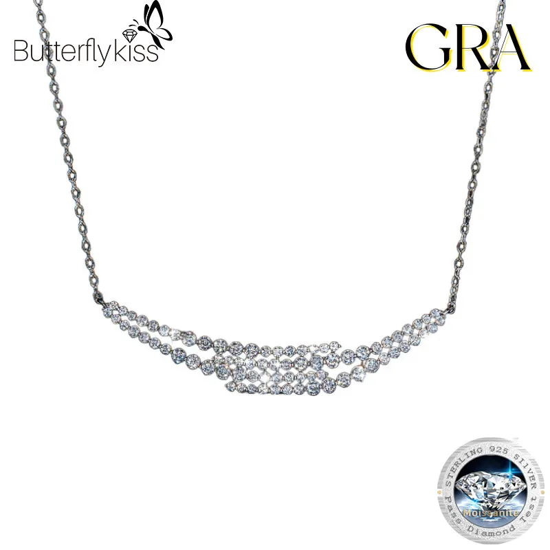

Butterflykiss Total 3.7ct 100% All Moissanite Necklace For Women Sparkling Lab Diamond Pendant Jewelry 100% S925 Sterling Silver