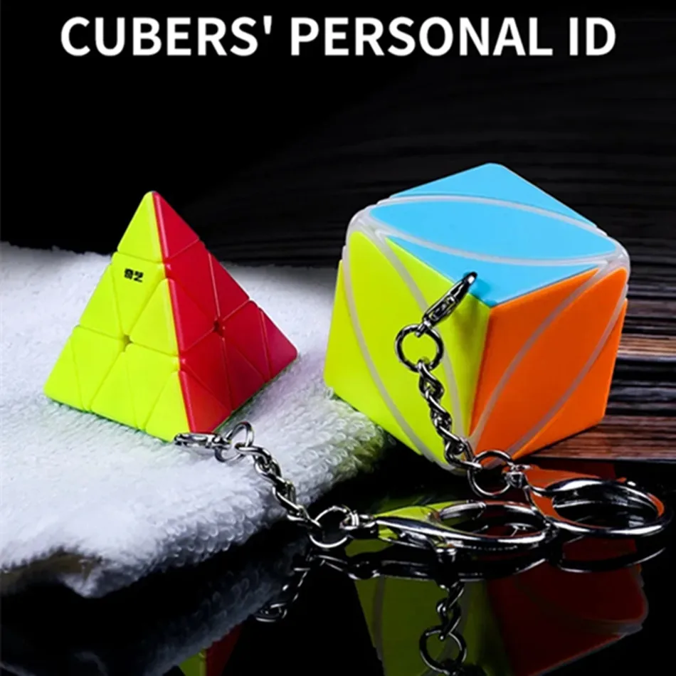 QiYi Mini Keychain MoFangGe Ivy pyraminx 2x2 3x3 gear Magic Cube puzzle Pendant Chain cubo magico Toys Children