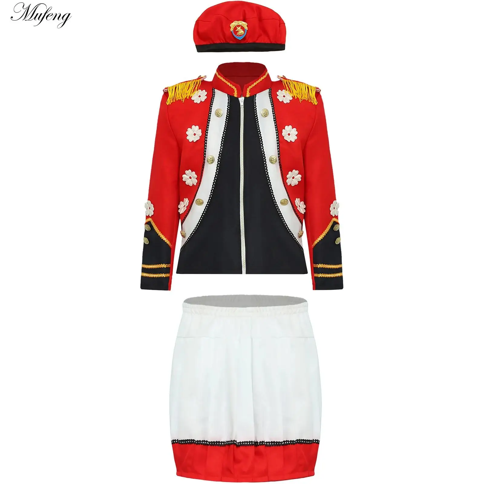 

Girls Marching Band Costume Ringmaster Jacket Costumes Drum Trumpet Team Uniforms Circus Tailcoat Halloween Performance Outfits