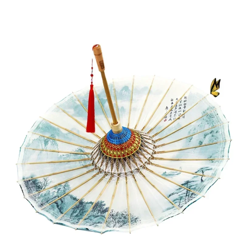 Oil-paper handmade odorless rainproof and sunscreen female antique Chinese wind umbrella practical long-handled