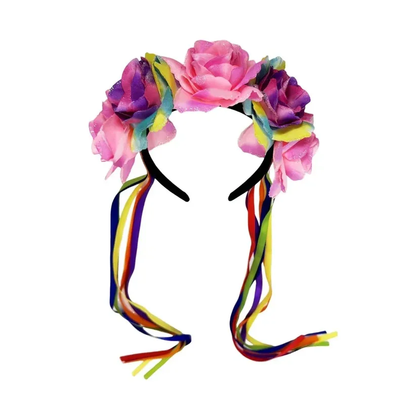 

asdh8@1pcs Rose Flower Crown Headband Halloween Party Costume Headpiece For Women Girls Wedding Birthday Party HeaddressCOSda@