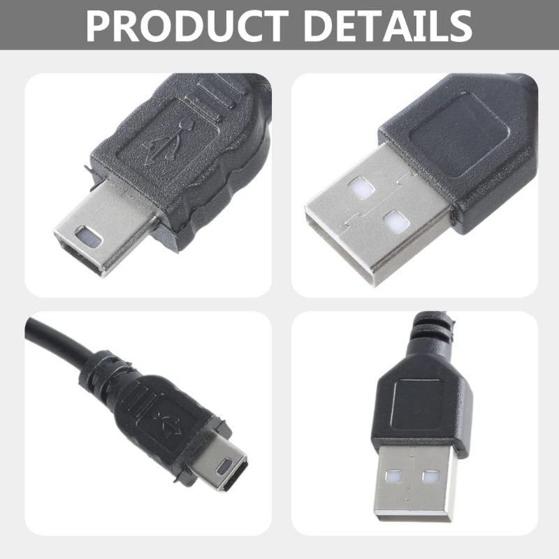 Mini USB Cable A-Male to Mini-B Cord USB 2.0 Charger Cable Transfer Images for MP3/4 PDA GPS Systems Replacement