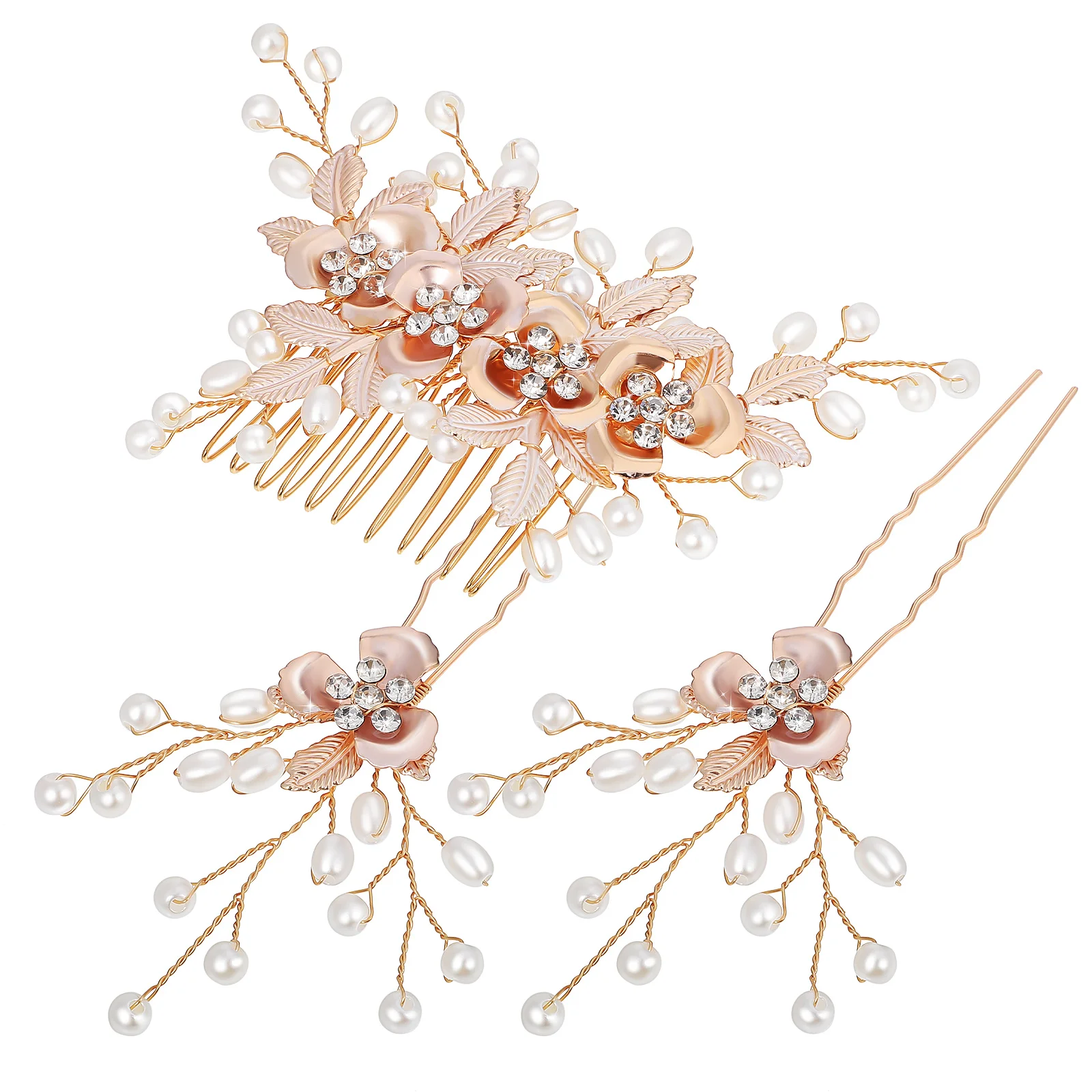 

1 set Pearl Hairpin Comb Set Elegant Flower Leaf Design Clips For Women Party Wedding Hairstyle Accessories Comfortable