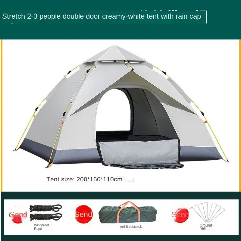 Bullet press tent outdoor thick sun protection quick opening 2-3/3-4 people mosquito proof outdoor beach tent camping tent