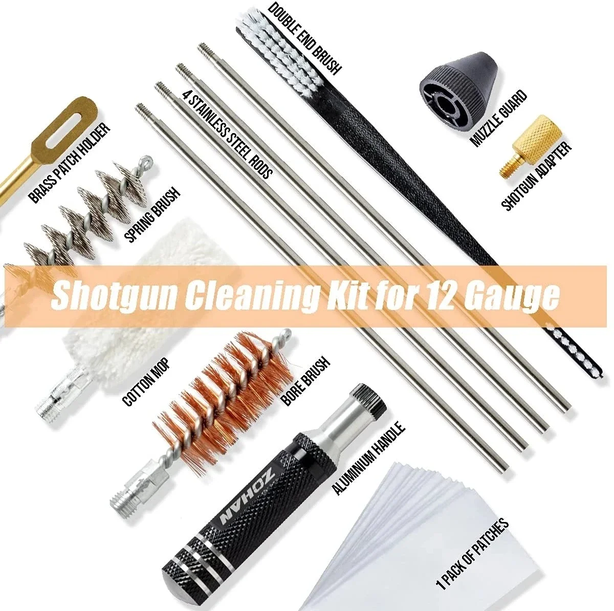 ZOHAN Gun Cleaning Kit for 12 Gauge Shotgun Cleaning Kit Universal Brush Shotgun Cleaner for Hunting Shooting