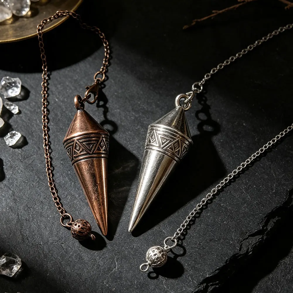 Retro Antique Heavy Copper Metal Pendant Pendulum for Dowsing Healing Point Divination Tool Long Spirit Scrying Pendulos x472