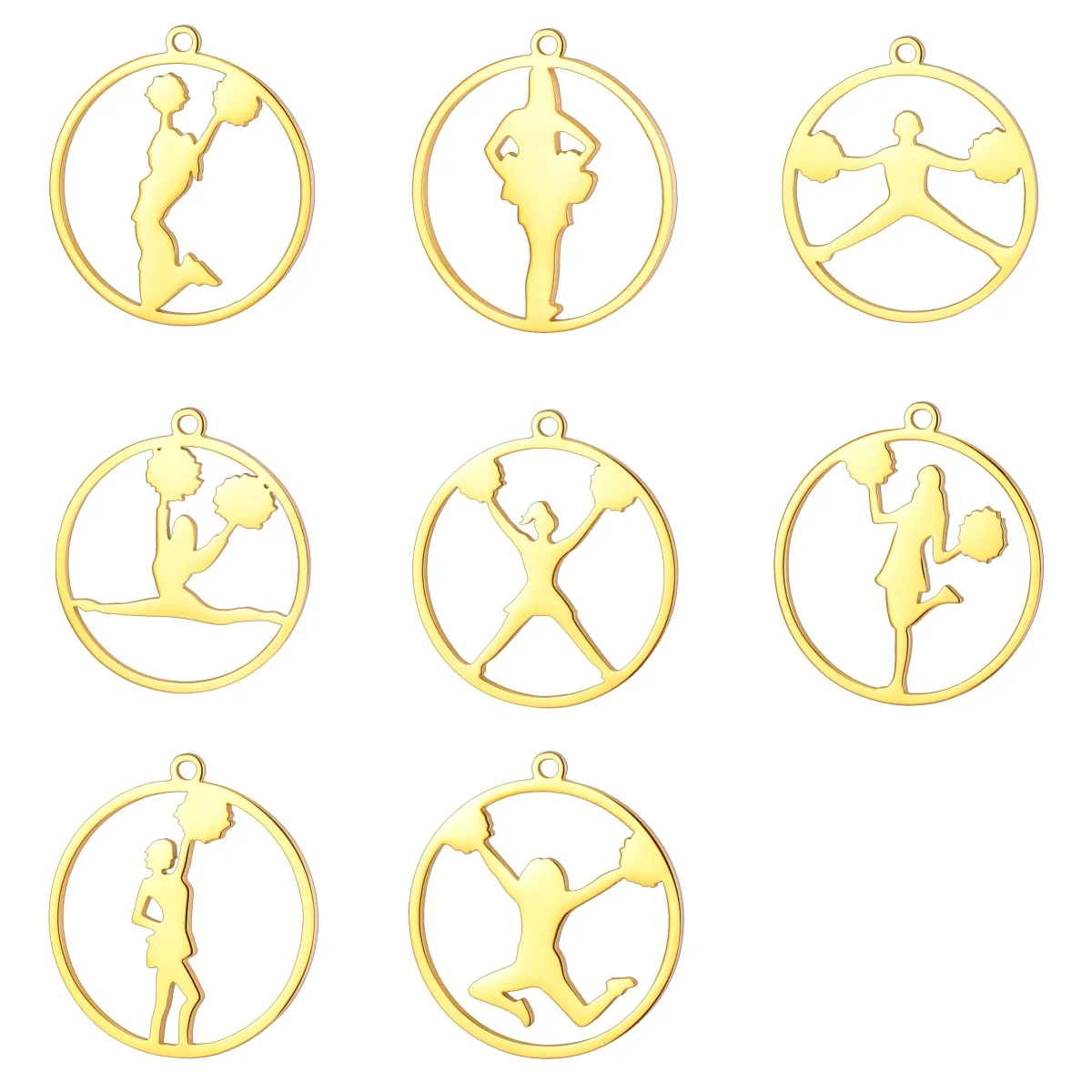 

10pcs/lot Sports Stainless Steel Gymnastics Aerobics Cheerleading Figures For Jewelry Set Making DIY Necklace Keychain Earrings