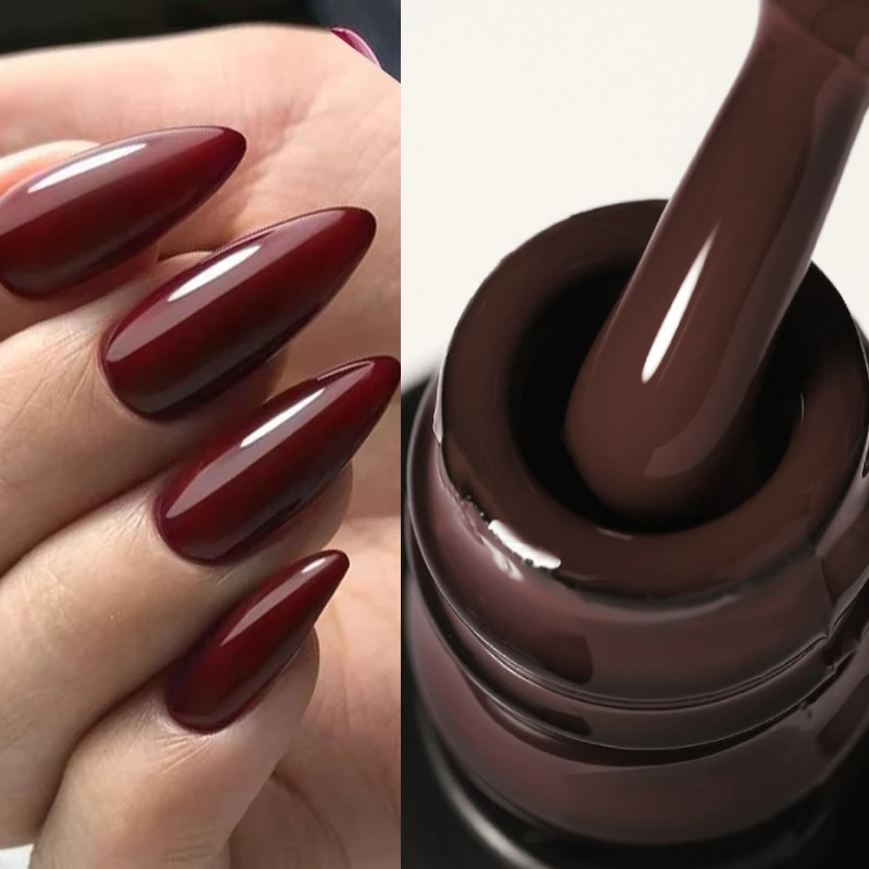 LILYCUTE 7ML Vinho Vermelho Chocolate Cor Gel Unha Polonês de Longa Duração Estilo Francês Gel Suprimentos para Unhas Soak OffFor Manicure DIY Desig