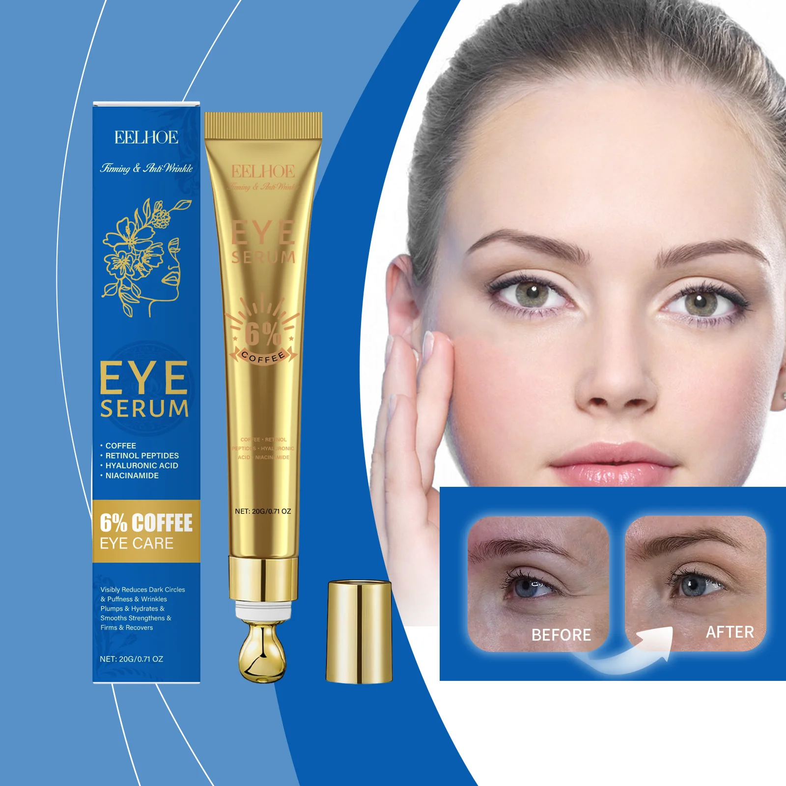 

Retinol Eye Serum Removes Black Circles And Puffiness Cream Anti-wrinkle Anti-aging Nourishing Moisturizing Firming Eye Skincare