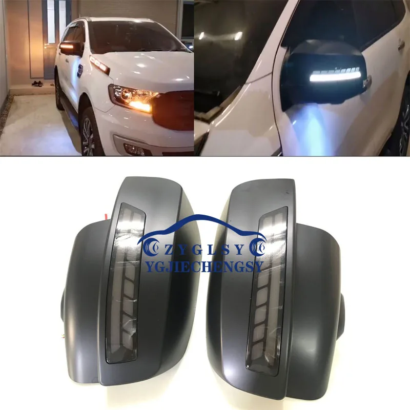 

LED Rear View Trims For Ford Ranger T6 T7 T8 2012-2021 Everest 2015-2020 Car Exterior Wing Door Side Mirror Cover Cap Lid Shell