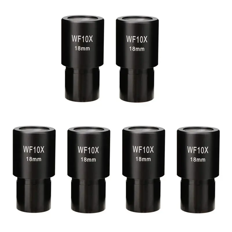 

Набор из 6 широкоугольных окуляров WF10X для биологического микроскопа, оптические линзы, широкоугольный объектив, размер крепления 23,2 мм