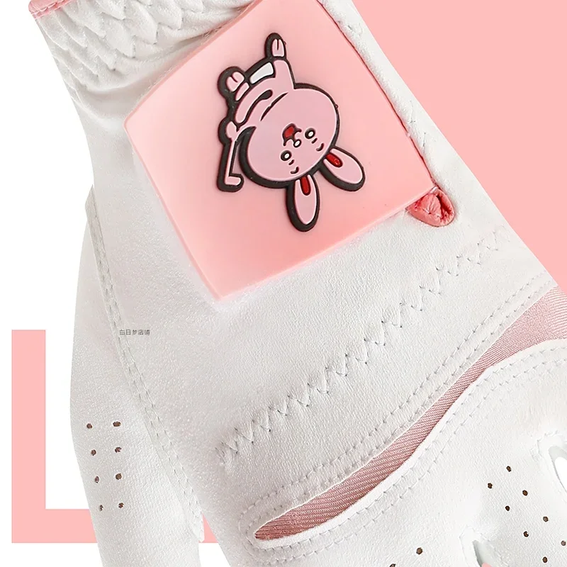 Korea Japan Golf Gloves Ladies Microfiber Cloth Wear-Resistant Sports Printed Anti-Slip Breathable#220248737