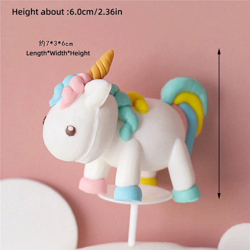 Einhorn-Kuchenaufsatz, Mädchen-Geburtstagsparty-Dekoration, bunter Regenbogen, für Kinder, ein Jahr, Partyzubehör, Babyparty-Dekoration, Mädchen, 16. – Detail 8