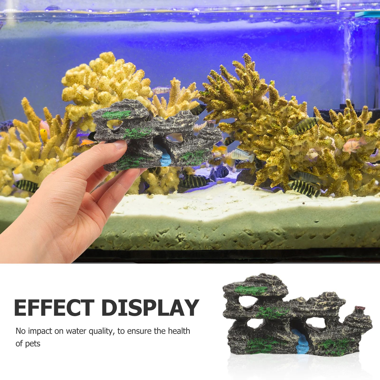 

Safe Resin Rockery Fish Tank Mountain Decor Stable Longtime Use Suitable Fresh Salt Water Fish Hide Cave Aquarium Rockery