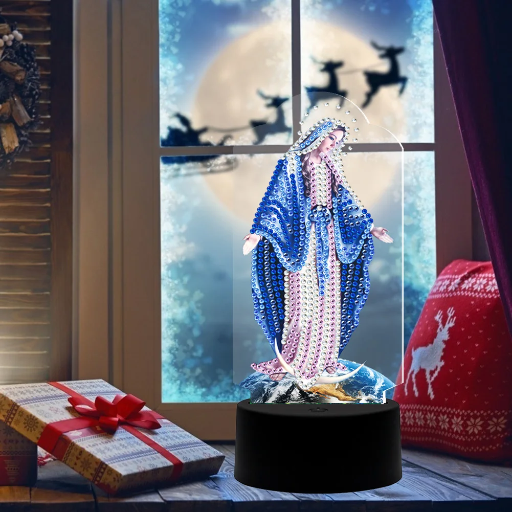 DIY ダイヤモンド塗装 LED ナイトライトテーブルランプフルドリル特殊形状ライト寝室用新年の装飾クリスマス