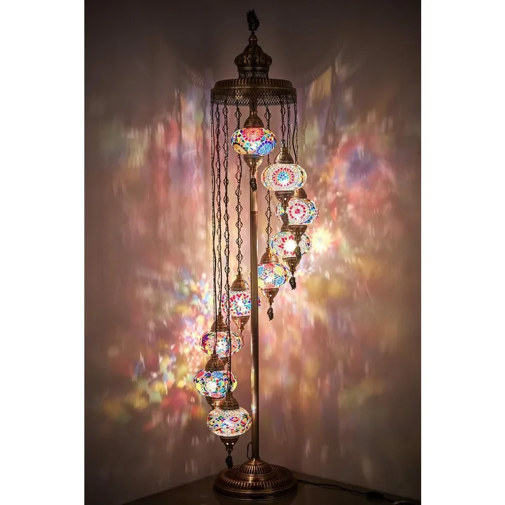 

Floor Lamp, Bohemian Boho Tiffany Mosaic Floor Lamp with North American Plug & Socket, 6 Feet (All Multicolors), Standing Lamp