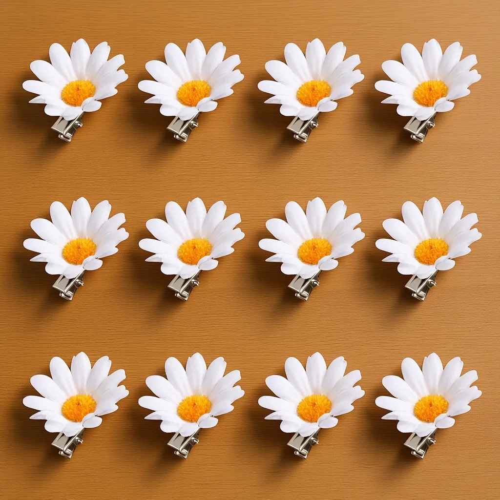

12Pcs White Daisy Hair Clips Flower Hairpins Fashion Hair Barrettes for Girls Women Wedding Party Meeting Daily Use Accessories
