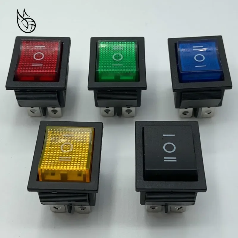 1pcs/5pcs Self-Lock KCD4 Rocker Switch Power Switch 3 Position 6 Pins With Light 16A 250VAC/ 20A 125VAC