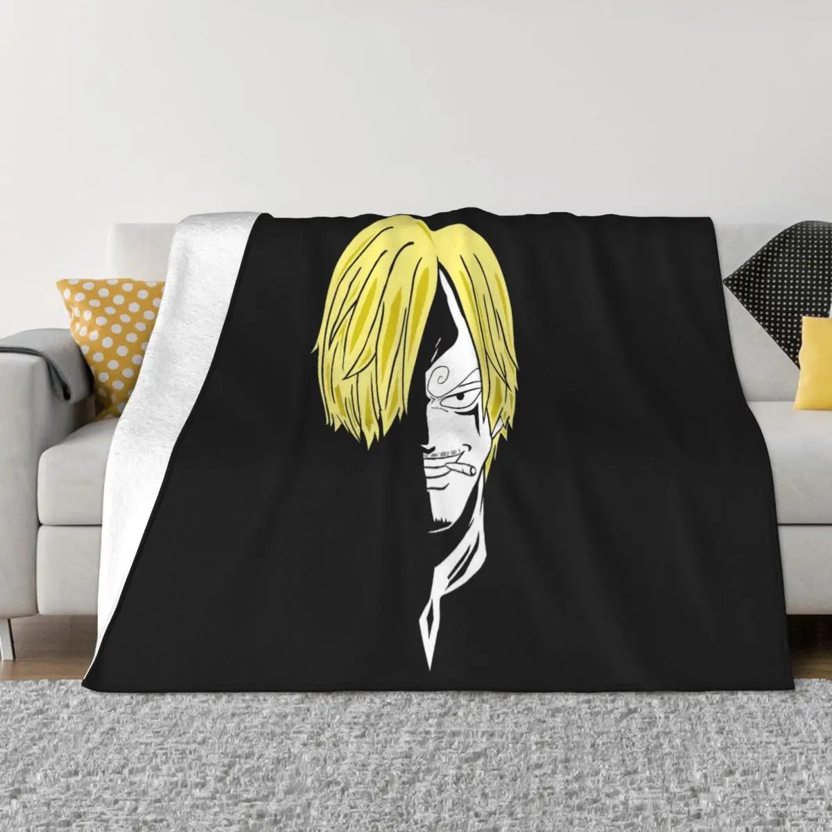 Sanji Pirat Herren T Roshi Piece Manga One Ruffy Samurai Gesicht Anime Fan Leisu Throw Blanket