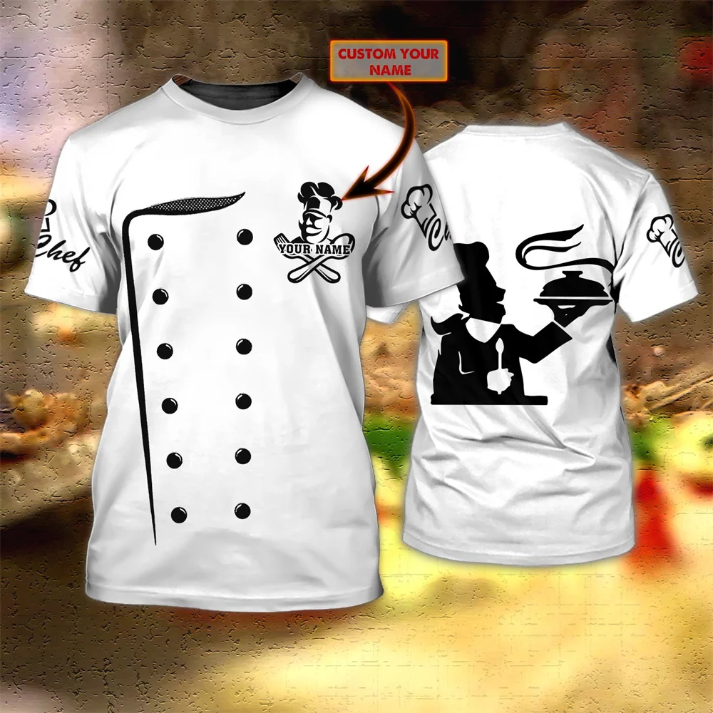 Chef Harajuku Printing T Shirt For Men Funny Uniform Oversized Short Sleeve Tops Summer Quick Dry Tees Leisure O-neck Men\'s Shir