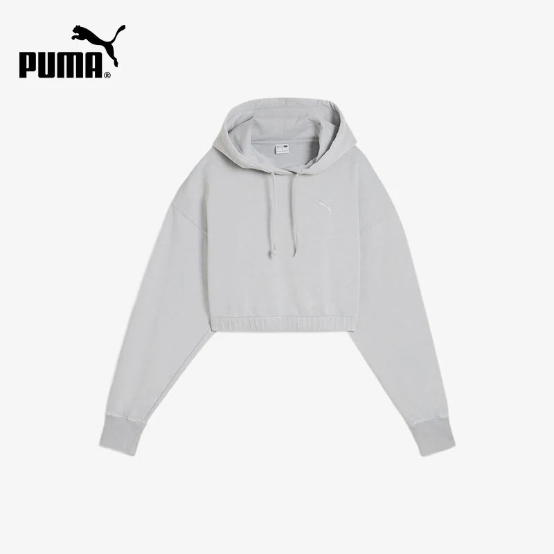 Puma genuine women's gray hooded short casual and comfortable lightweight breathable hoodie 630922-08