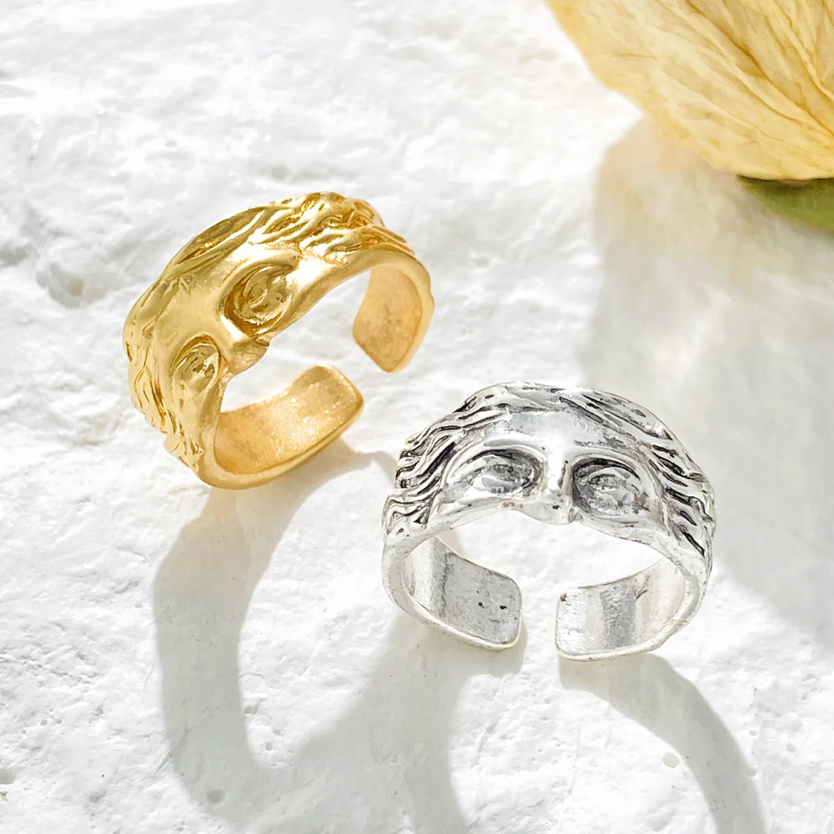 Vintage Venus Half Face Adjustable Rings for Women Men Literary Sculpture Silver Color Creative Ring Party Jewelry Accessories