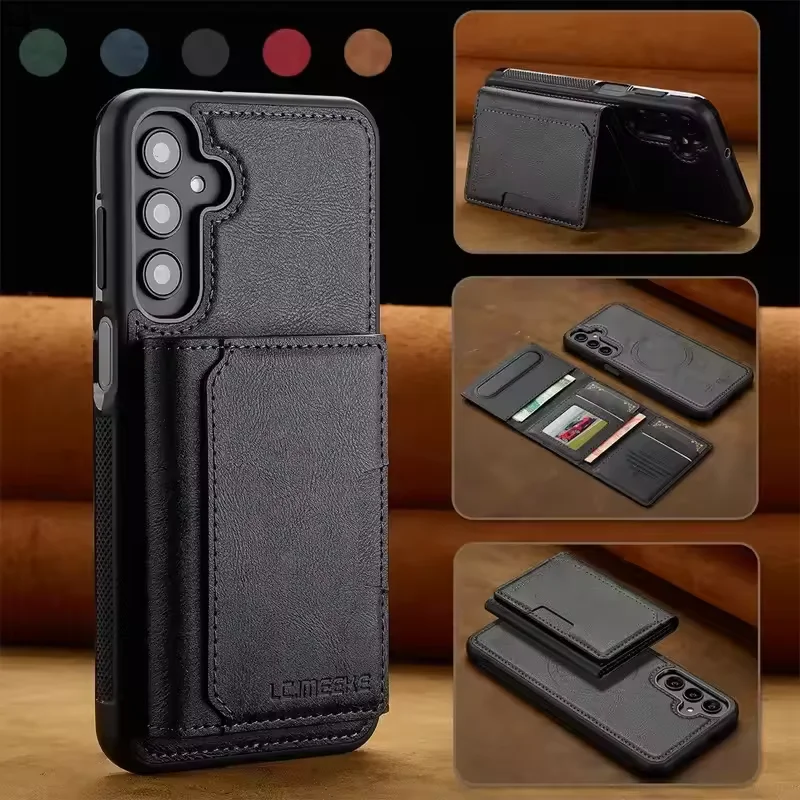 For MagSafe Magnetic Case for Samsung Galaxy A18 A55 A54 A56 A36 A15 A17 A06 S26 FE S25 Ultra S24 Plus Detachable Wallet Cover