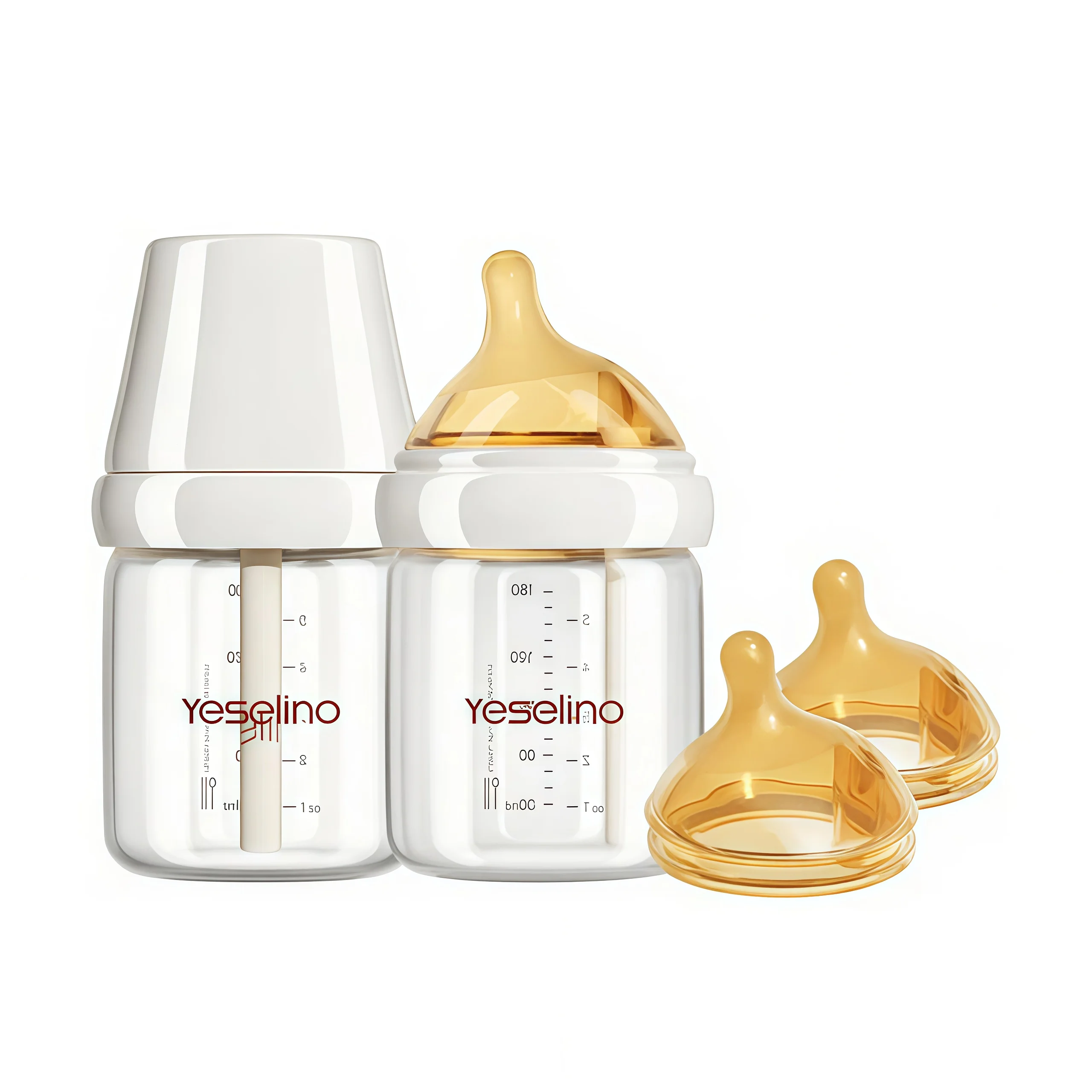 Babyflasche aus Naturglas, BPA-frei, Anti-Kolik-Entlüftungssystem, 2,7 Unzen und 5,4 Unzen mit langsamer und mittlerem Durchfluss, 2er-Pack