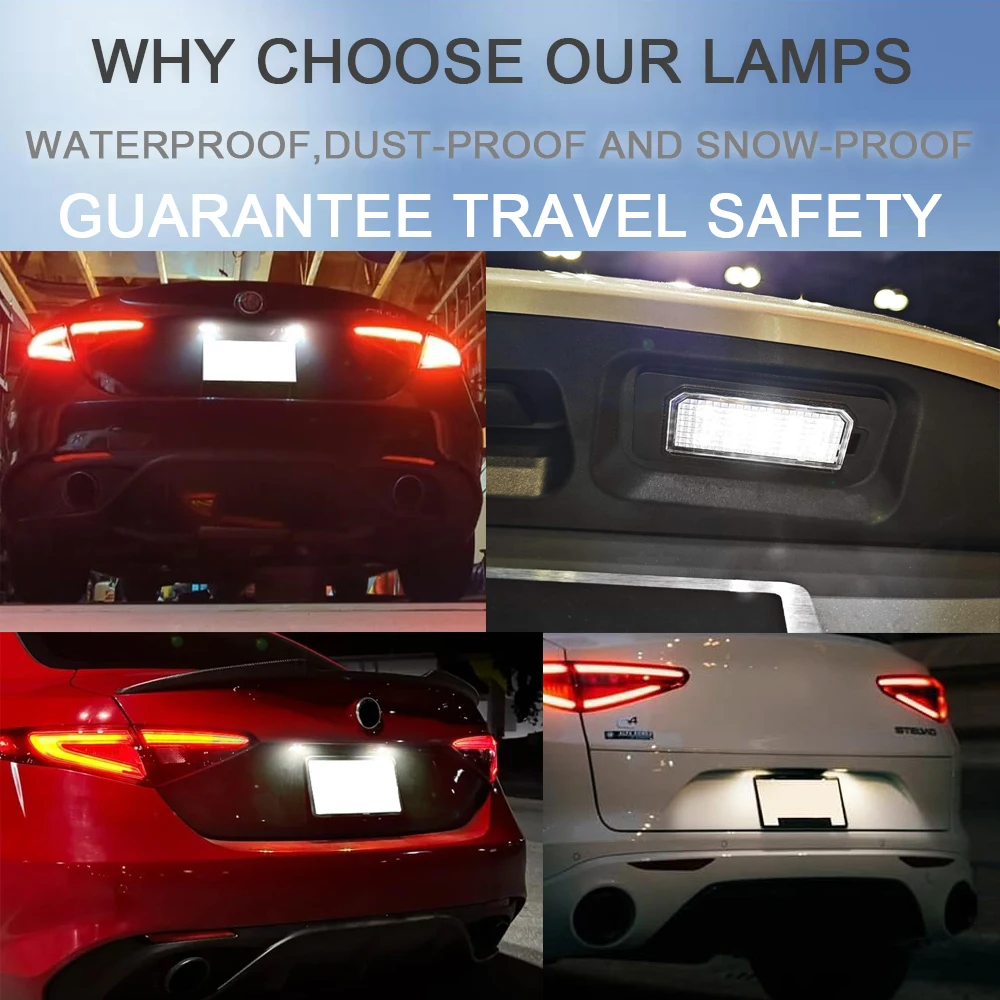 Free Error LED Tail Number Plate License Reflector Light Tag Lamp for Alfa Romeo Giulia 2016-2022 Alfa Romeo Stelvio 2017-2022