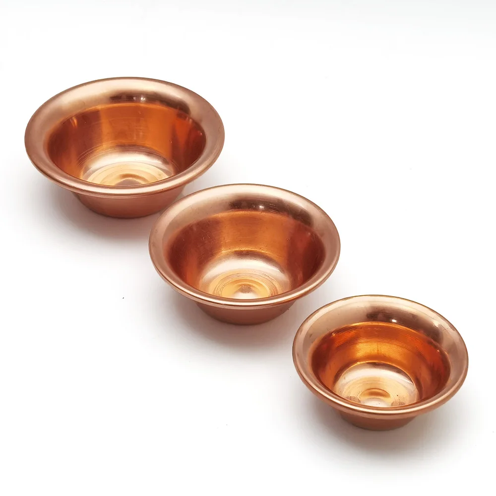 7PCS Set Minimalist Copper Decorative Bowls - Thin Lightweight Offering Cups for Altar Rituals & Home Ornaments