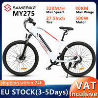 EU STOCK Samebike MY275 Electric Bike 500W Motor 48V 10.4AH 32KM/H Bicycle 27.5 Inch Tire TFT LCD Display Mountain E-bike