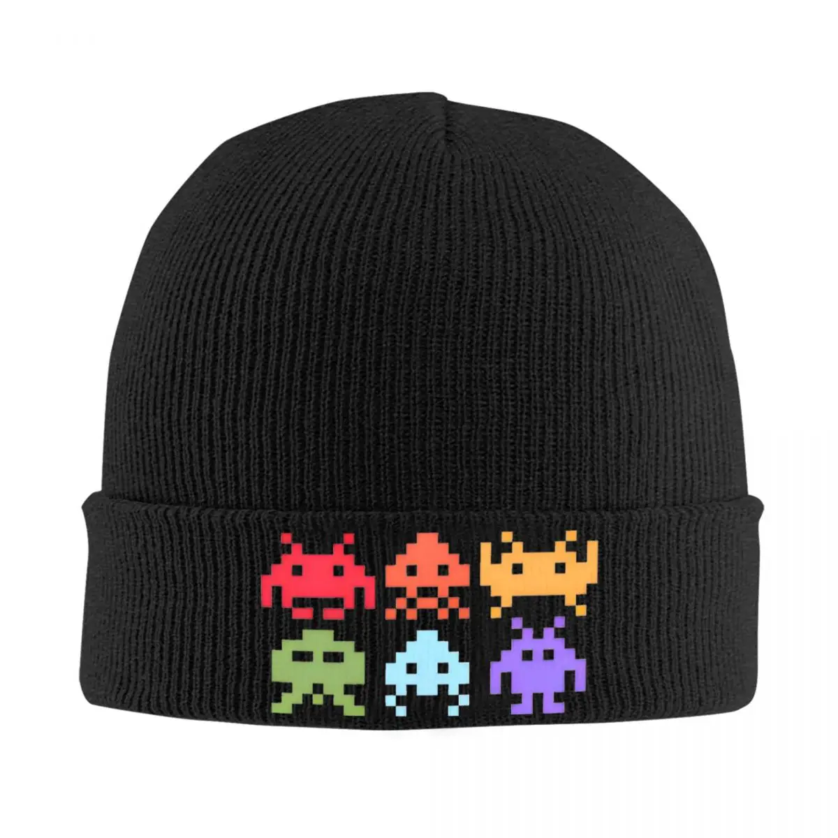 Space Invaders Pixel Art Rainbow Aliens Hats Autumn Winter Skullies Beanies Warm Cap Unisex Acrylic Knitted Caps