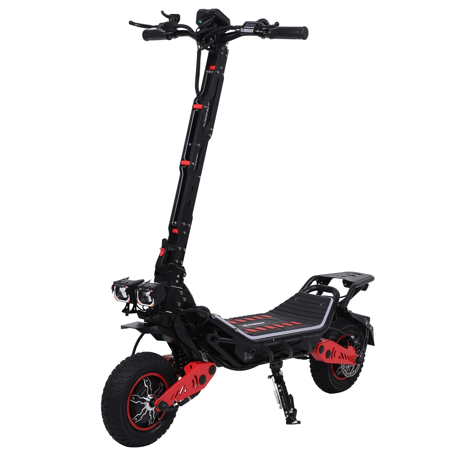 FREEBOY H10 Klappbarer Elektroroller 6000W Doppelmotor 60V28AH Lithium-Batterie Hydraulische Bremse 75km/h E-Scooter Abnehmbarer Werkzeugkasten 12-Zoll-Reifen All-Terrain Offroad E-Scooter für