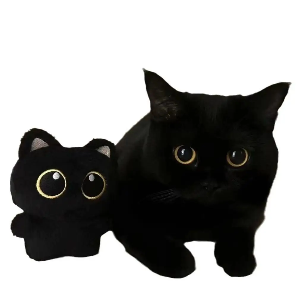 Kawali Plush Cat Doll Keyring Black Desktop Decorations Dolls Pendant Gift Cartoon Cat Keychain