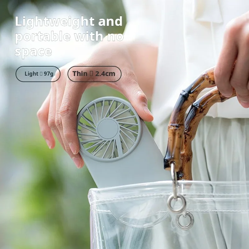 2024Summer Handheld Mini Fan Lightweight Portable Four-Speed Adjustable Built-in Night Light Stylish Design Handheld or Desk Use