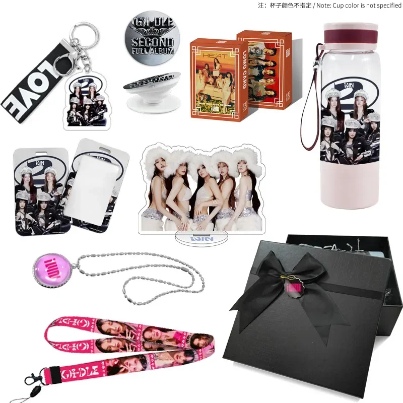 Kpop Idol GIDLE ATEEZ ITZY Coffret Cadeau, Nouvel Album, Druo Card Photocards, Card Holder, Lanyard Keychains, Acrylic Stand, GérGift