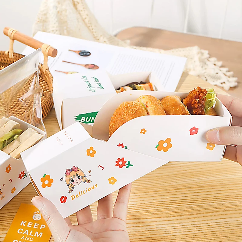 50Pcs Sandwich Box, Sandwich Wrapping Paper, Hamburger Bag, Portable Packaging, Reusable Toast Bread Box, Breakfast Box