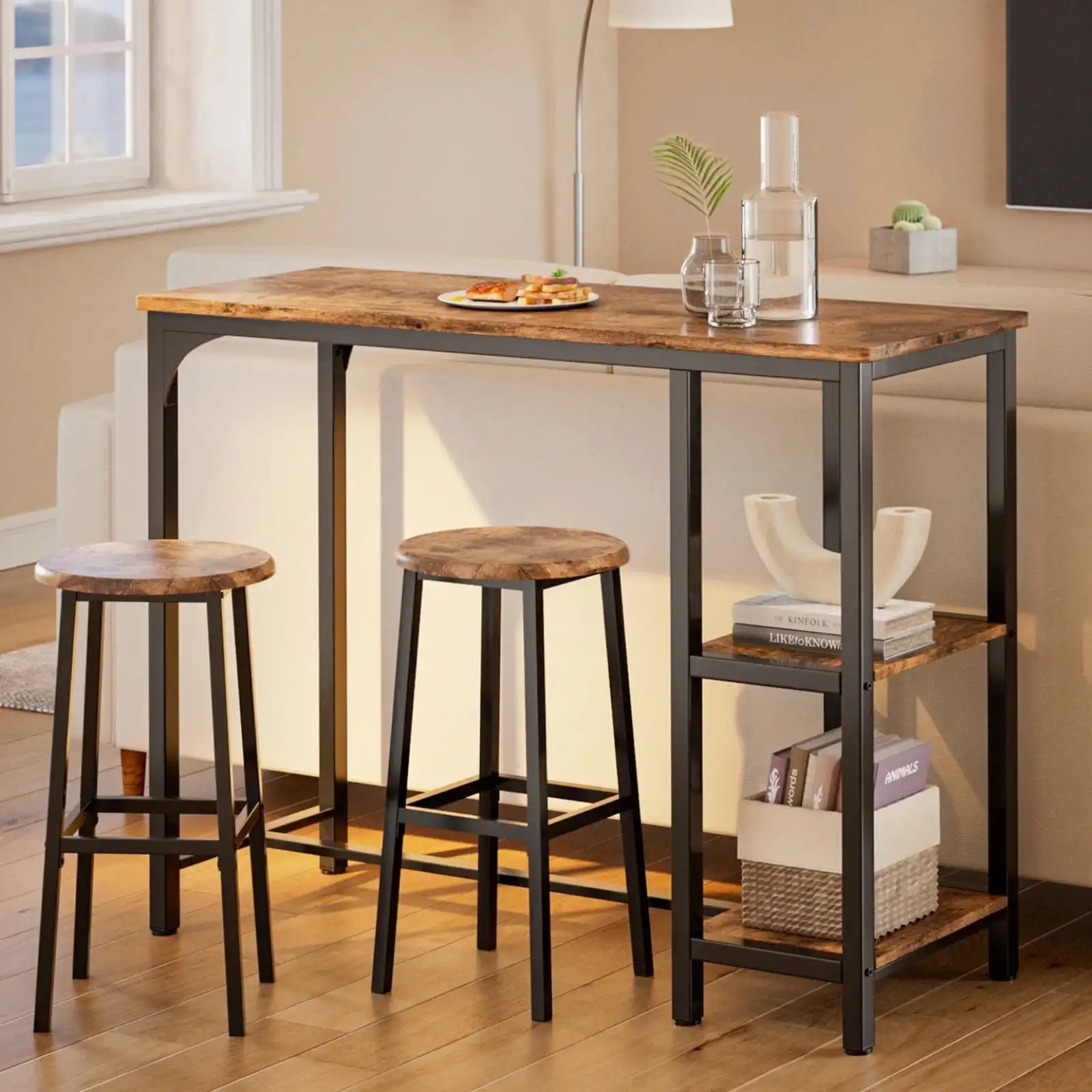 

Bar Table Set for 2, Pub Dining Table Set for Dining room, Kitchen, Home Bar with 2 Stools 250lbs,