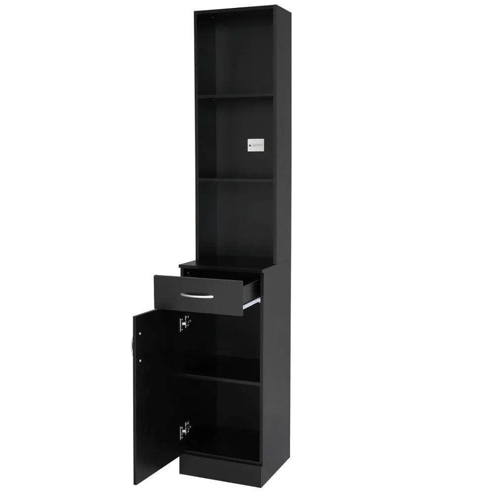 

Salon Station Barber Hair Stylist Storage Cabinet with Lockable Drawer 5 Compartments Shelf Durable MDF Organizer for Beauty