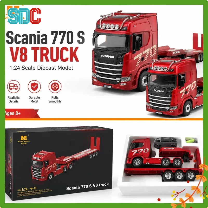 Huina 1501 Rc Car 1/24 770s 4wd Rc Alloy Tractor Truck 19ch 2.4g Engineering Trailer Truck With Light And Sound Toys Gifts