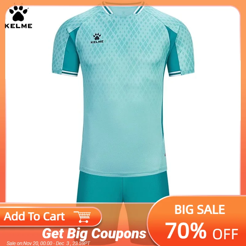 

Футбольная форма Kelme, индивидуальная командная форма, официальный комплект униформы с оригинальным принтом, мужское спортивное снаряжение с короткими рукавами
