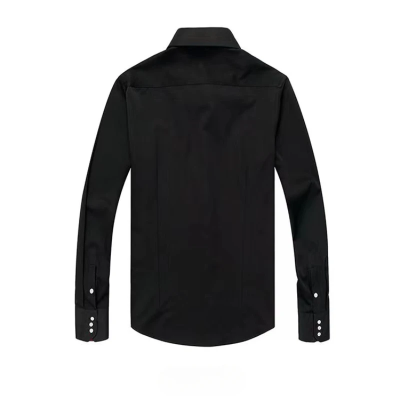Summer Business Slim Fit White Shirt for Men - Korean Casual Tooling Style with Three Buttons Men\'s Long Sleeve Shirts