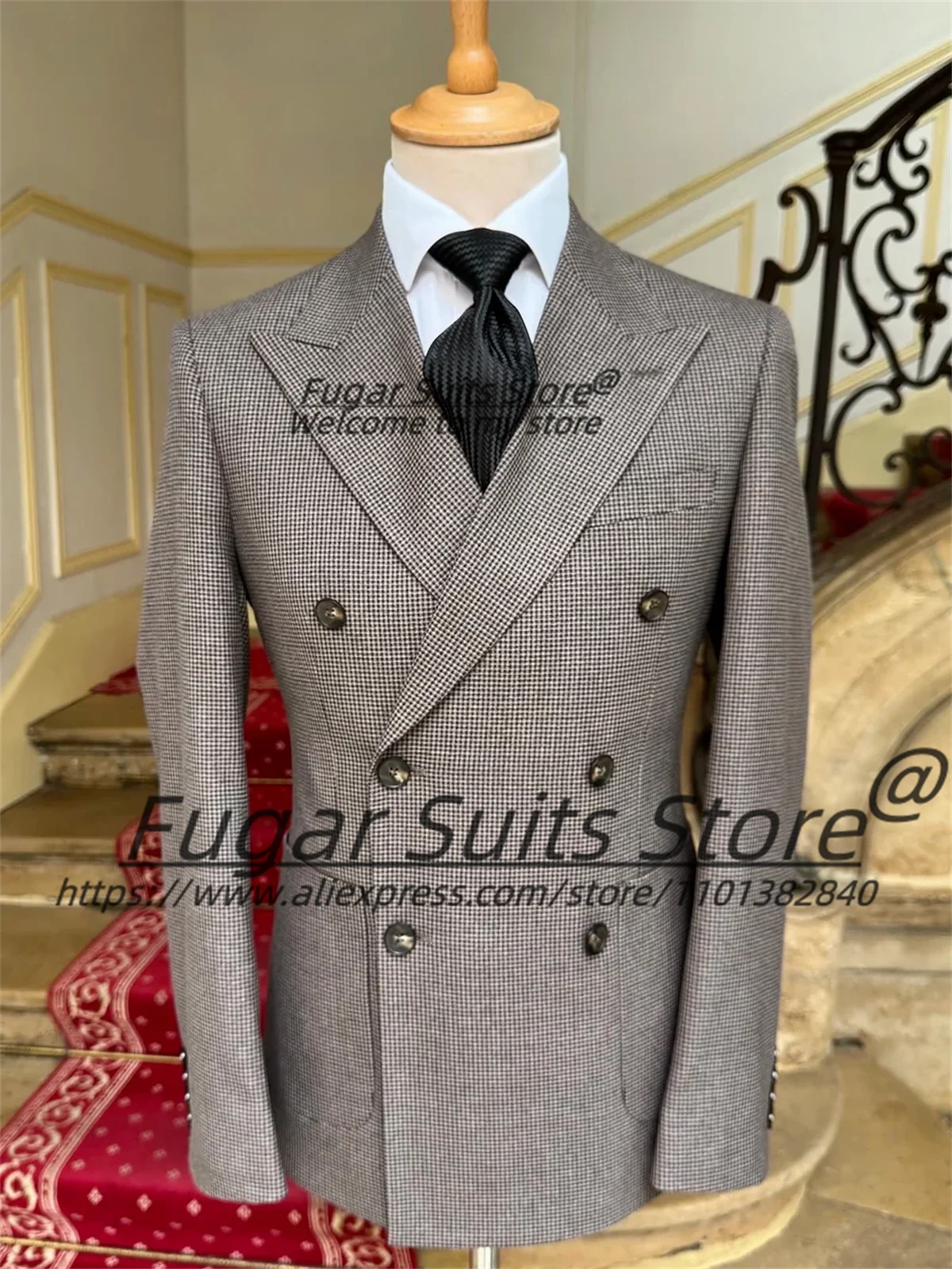 

Classic Party Men Suits Customized Slim Fit Peak Lapel Groom Wedding Tuxedos 2 Pieces Sets Male Party Blazers trajes para hombre