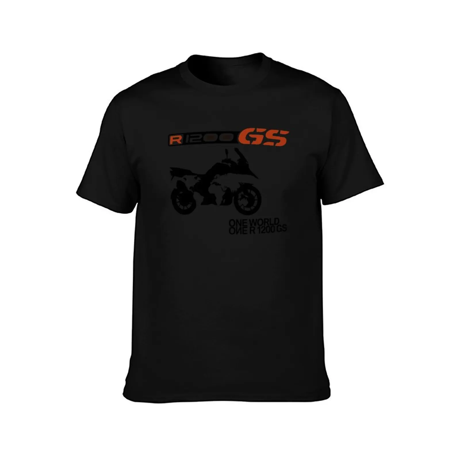 R1200 GS One World T-Shirt, Summer Casual Cotton Tee, Oversized Streetwear Tops, Vintage Graphic Print, Loose Fit Short Sleeve