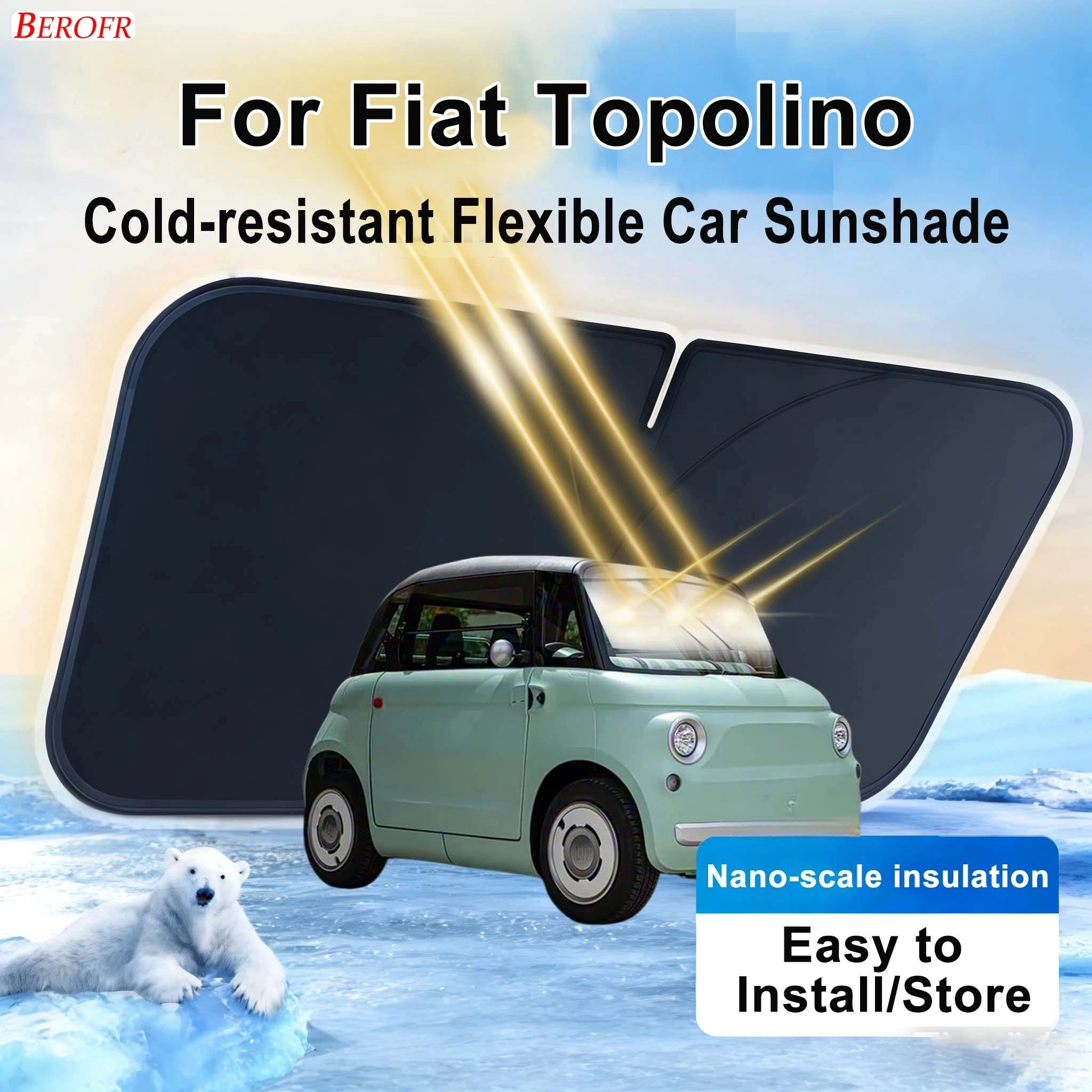 Pare-soleil pour pare-brise de voiture Fiat Topolino 2023-2026, protection solaire pour fenêtre avant, isolation thermique, accessoires automobiles
