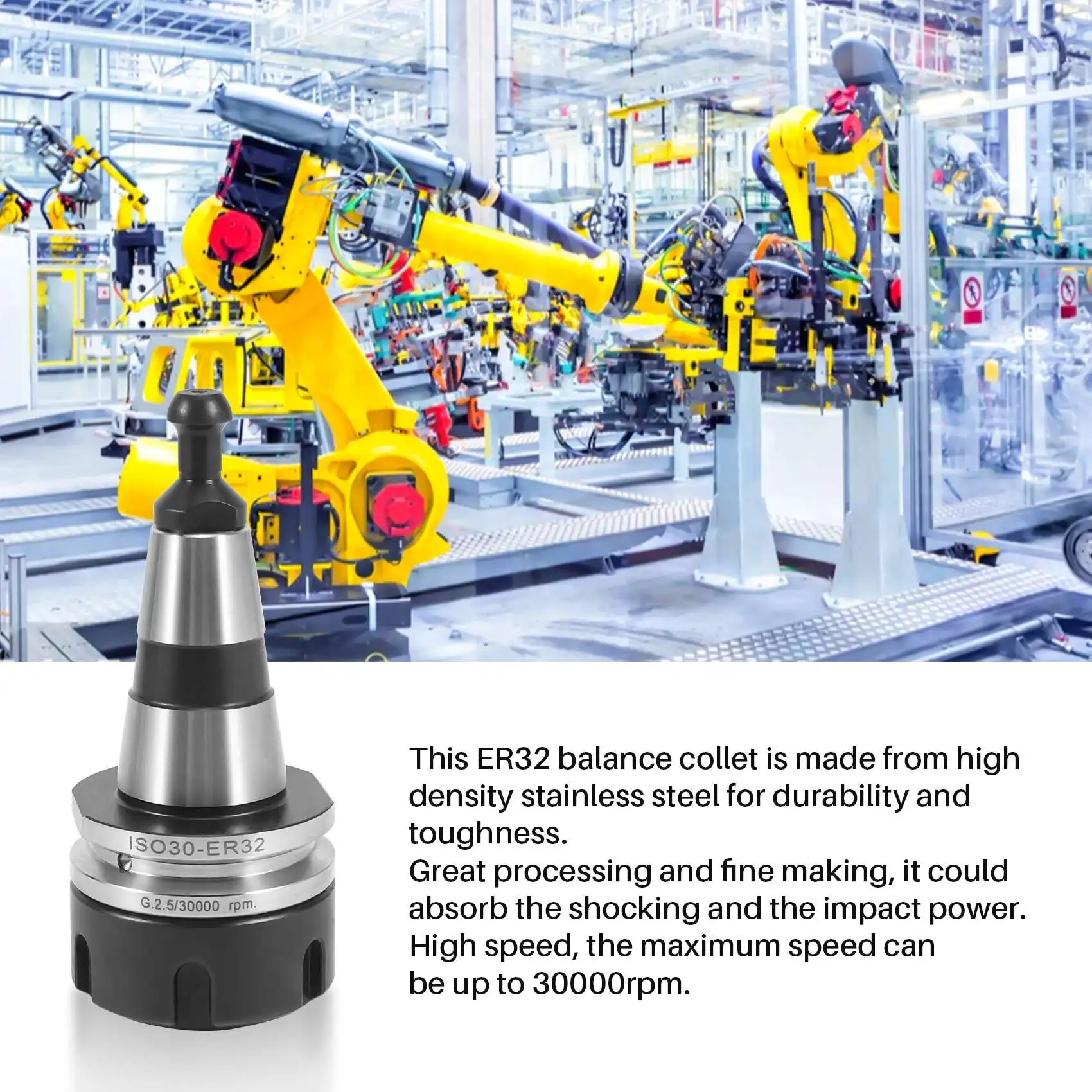 Balans Chuck ISO30 ER32 50L Balans Spantang Klauwplaat G2.5 30000 RPM CNC Gereedschaphouder Roestvrij Staal