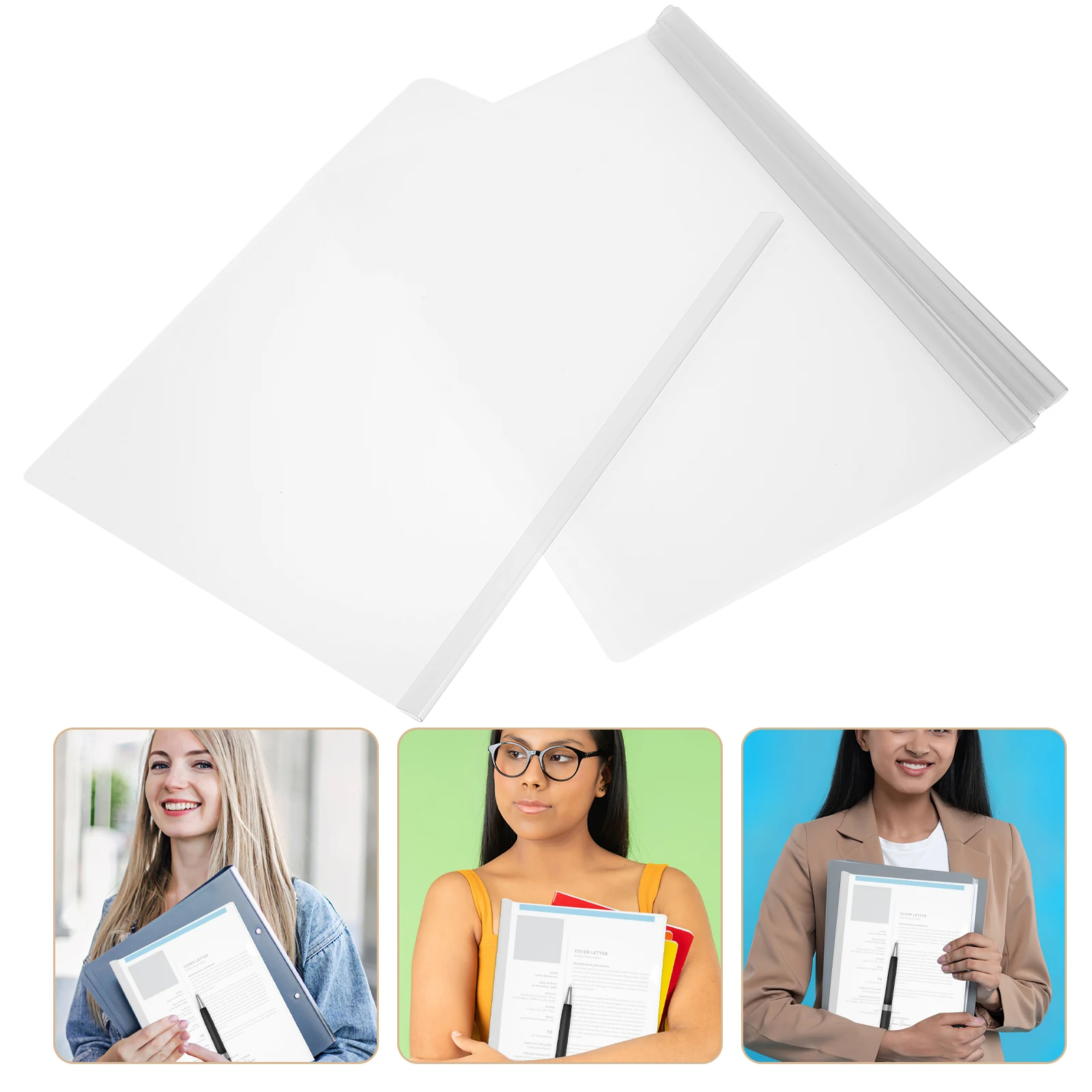 

10 Pcs Transparent Pull Rod Clip Cover Clear Document Folders Tie with Rods File Plastic Report Covers