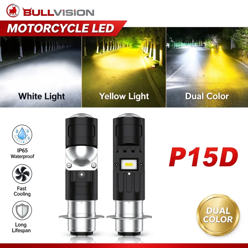 1Pcs Motorcycle H6M P15D LED Headlight Yellow White P15D-25-1 Bulb Super Bright CSP For Scooter Moped Motor LED HeadLamp 12V