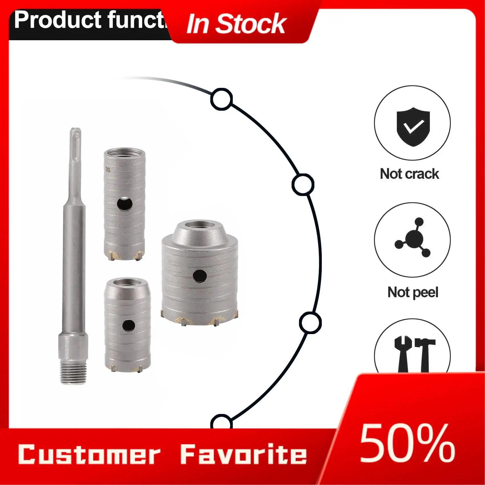 AT03 Top Concrete Hole Saw Kits SDS Plus Shank Wall Hole Cutter Cement Drill Bit Sets(30, 40, 60Mm), With 220Mm Connecting Rod